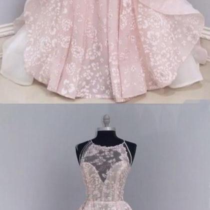 Unique Lace Tulle Long Prom Dress, Lace Wedding..