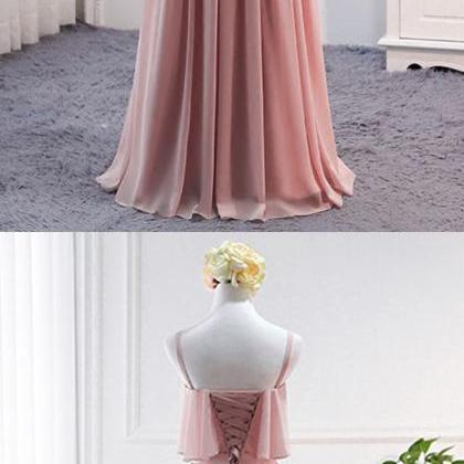 Pink Long Chiffon Bridesmaid Dress,mismatched..
