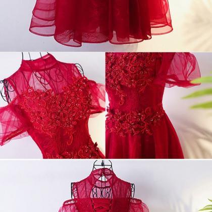 Lolita Long Tulle Burgundy Formal Party Dress With..