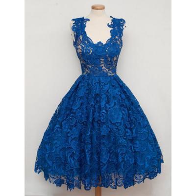 Discount Sleeveless Party Homecoming Dress Short Royal Blue Prom Dresses With Zipper Lace Delightful Dresses