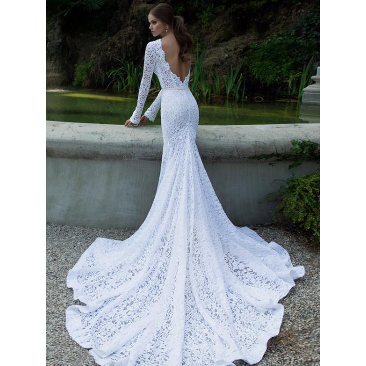 On Sale Long Sleeve Prom Evening Dress Long White Prom Dresses With ...