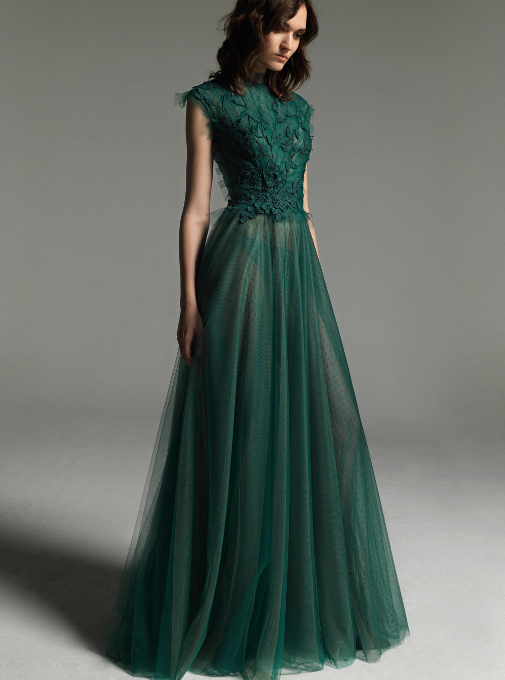 dark green tulle dress