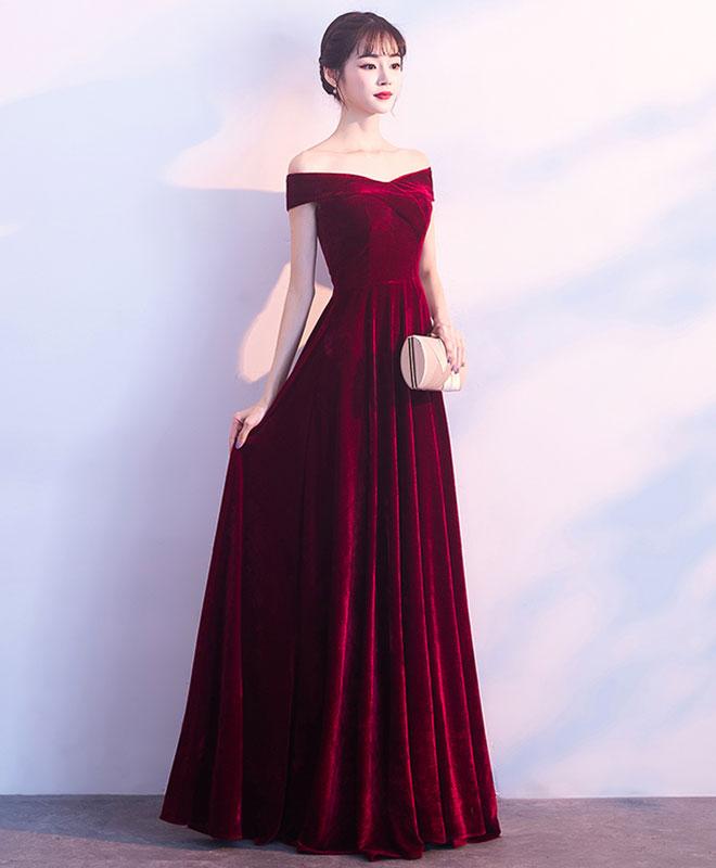 Burgundy V Neck Velvet Long Prom Dress Off Shoulder Evening Burgundy V Neck Velvet Long Prom Dress Off Shoulder Evening Floor Length On Luulla