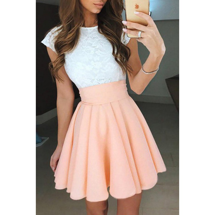 A Line Homecoming Dresses Pearl Pink Princess Prom A Line Homecoming Dresses Pearl Pink Princess Prom Short Jewel Cap Sleeves Chiffon
