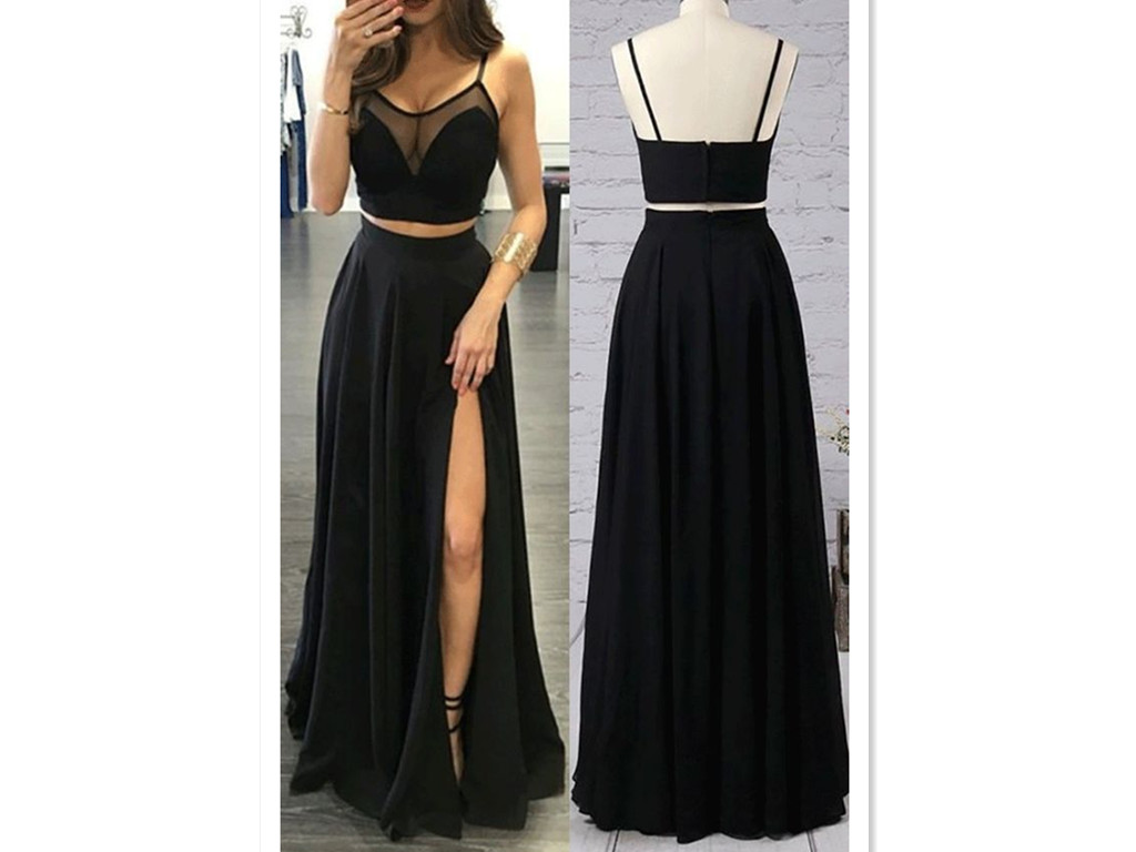 Simple Black Spaghetti Strap Dress