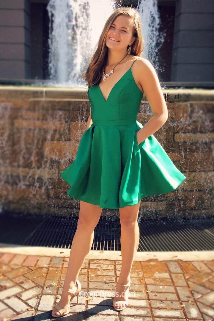 Green Satin Homecoming Dress Outlet ...