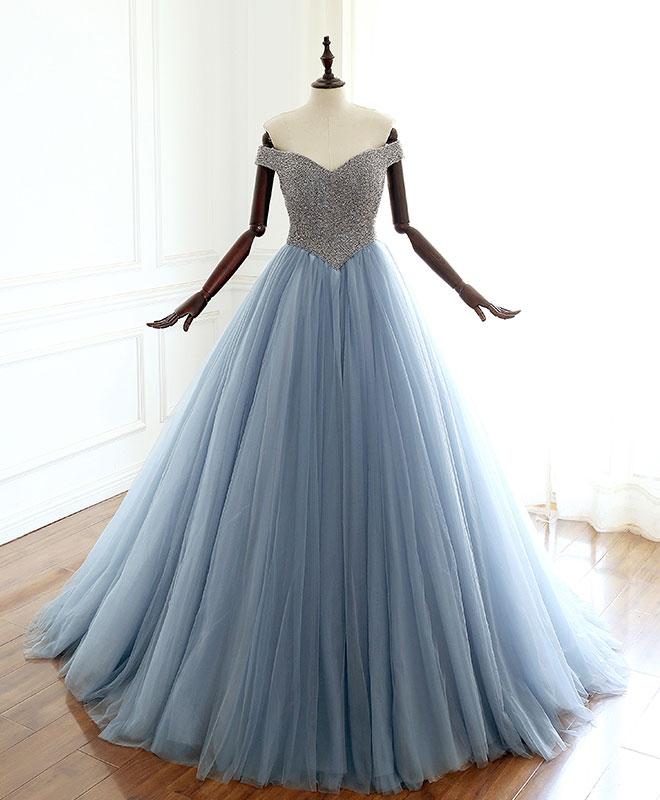 dusty blue evening dress