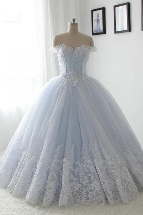 Sparkly Gorgeous Long Prom Dresses,Quinceanera Dresses,Modest Prom Dress For Teens,Light Sky Blue Prom Gowns 