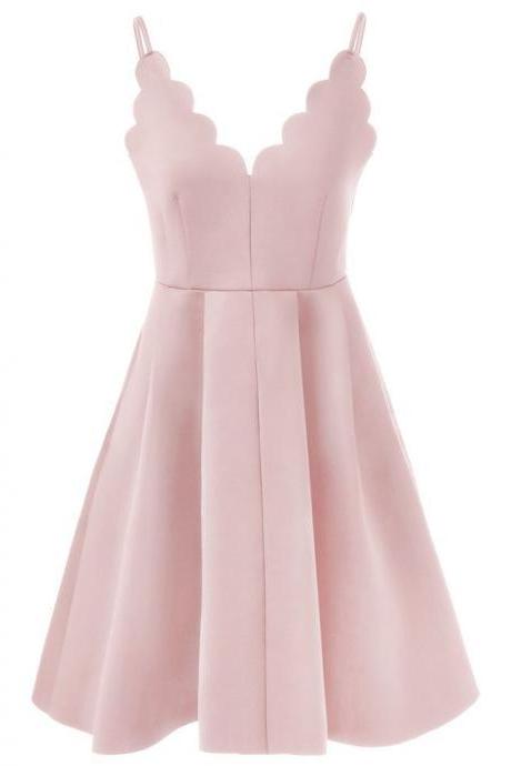 Cute Pink Homecoming Dress,Spaghetti Straps Mini Prom Dress,Sleeveless Prom Dress