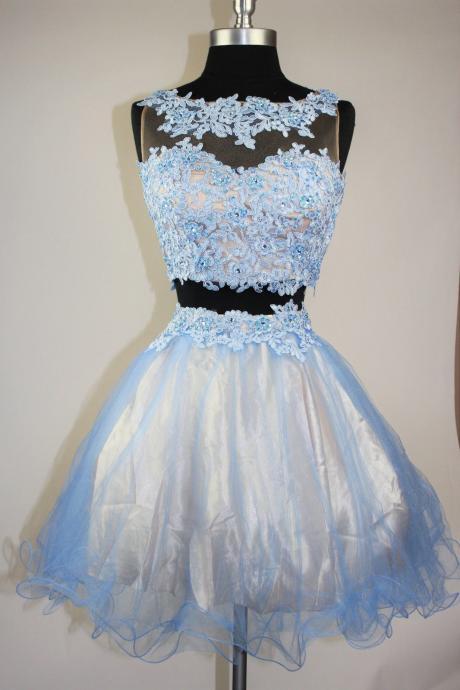 Cute Prom Dress,Lovely Prom Gown,Mini Prom Dress,Two Piece Party Dress,Tulle Prom Party Gown