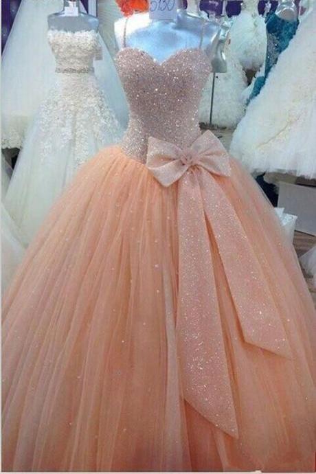 Custom Made Pink Sweetheart Neckline Prom Dresses, Pink Ball Gown Dresses,Pegeant Dresses, Ball Gown Prom Dresses,Quinceanera Dresses