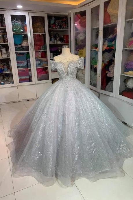 SPD1099,Charming Silver Sequin Off the Shoulder A Line Quinceanera Dress,sweet 16 dress
