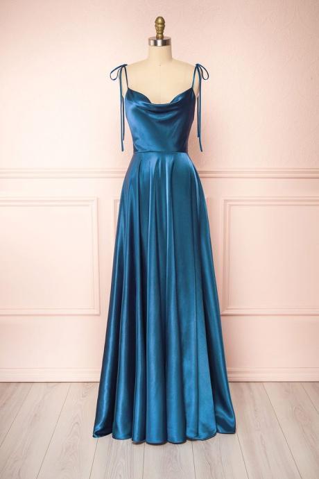 SPD1232,Blue formal gown,blue prom dresses,satin prom dress evening dresses long formal gown