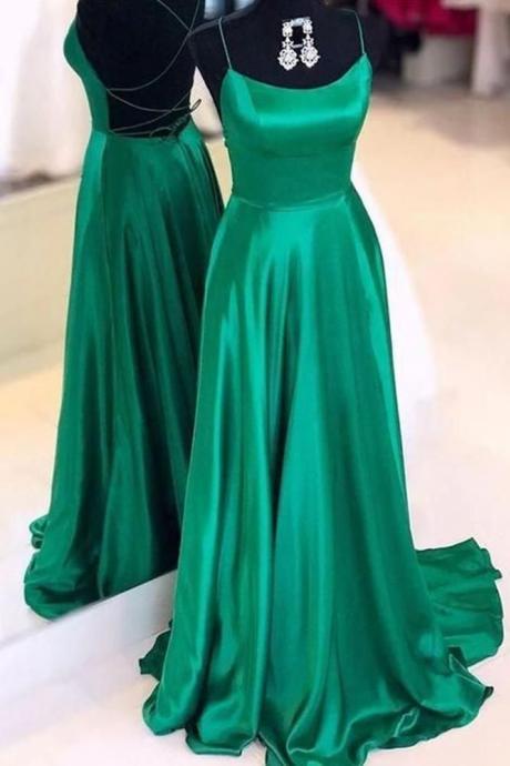 SPD1246,Sexy Prom Dresses Satin Formal Gown Green Evening Dresses