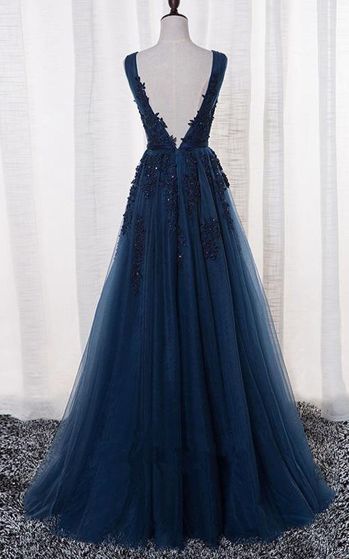 Fashion Royal Blue Prom Dress,red V-neck Party Dress,beading Appliques ...