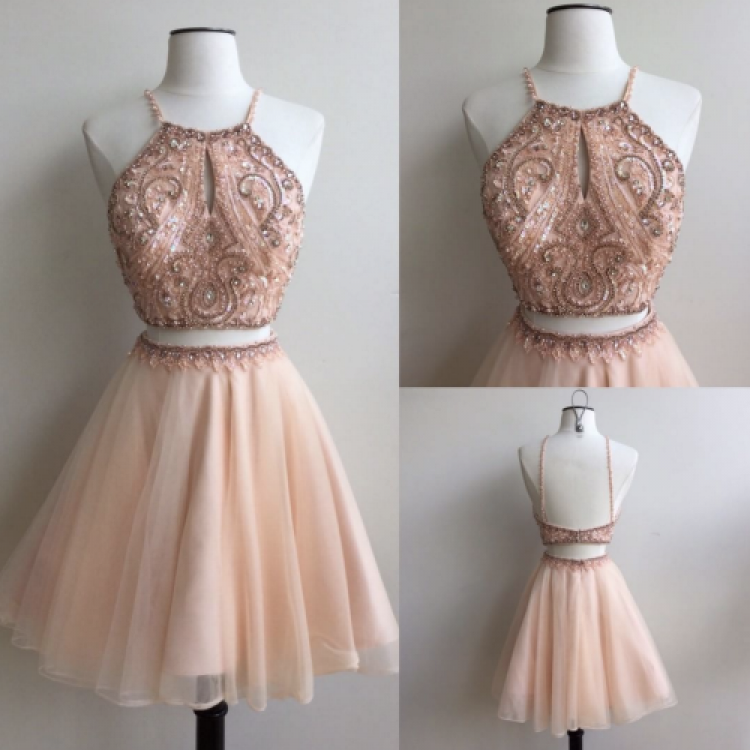 Cheap Fetching Two Piece A-line/Princess Prom Dresses, Champagne ...