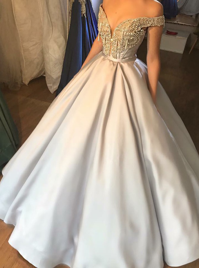 long gown with off shoulder