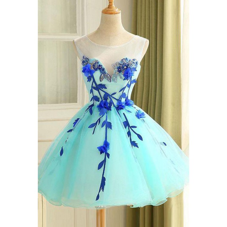 Light Blue Prom Dresses, Short Homecoming Dresses, 2017 Ball Gown Tulle ...
