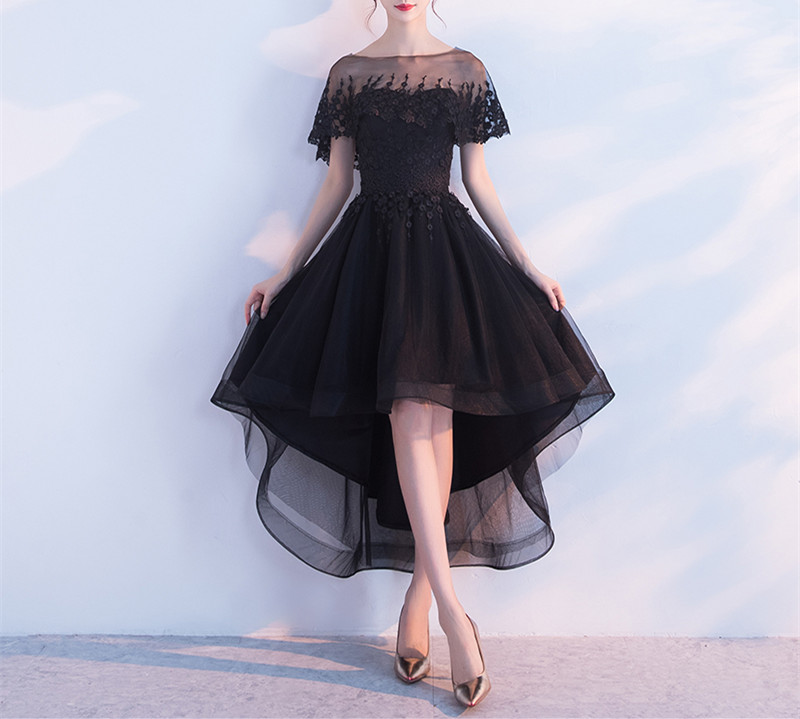 Black Homecoming Dress Applique Sleeveless Tulle Party Dresses ...